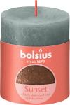 Candle Bolsius Rustic, cylindrical, Christmas, Sunset Eucalyptus Green+ Copper, 80/68 mm