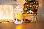 Lantern MagicHome Christmas Morocco, LED warm white, candles, white, 3xAAA, plastic, timer, 18x15x32