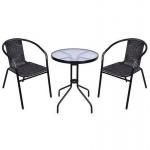 2.TRIEDA Set balkónový ALESIA, čierny/antracit, stôl 70x60 cm, 2x stolička 52x55x73 cm, oceľ