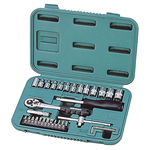Tool and socket wrench set 32 pcs,  1/4 (4-13mm)