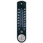 Plastic thermometer TMS-055 BlackBar, 250x55x12 mm, hygrometer