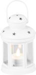 Lantern MagicHome Christmas, white, with LED candle warm white, 10x15/20 cm