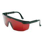 Safety goggles with extendable temple, red