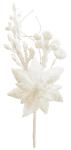 Branch MagicHome Christmas, with poinsettia flower, white, 19 cm