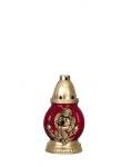 Candle Grave, red glass, with angel, 60 g, 20 cm, 18 h, for grave