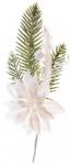 Decorative branch MagicHome Christmas, with poinsettia flower, white, 23 cm, pack 6 pcs