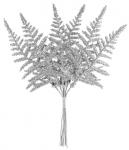 Decorative branch MagicHome Christmas, fern, silver, 19 cm, pack 6 pcs